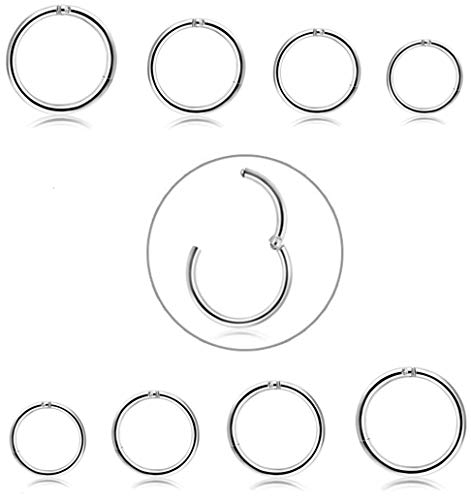 Adramata 8 Stücke 6-12mm Edelstahl 16g 18g Knorpel Creolen für Männer Frauen Nasenring Helix Septum Couch Daith Lip Tragus Piercing Schmuck Set