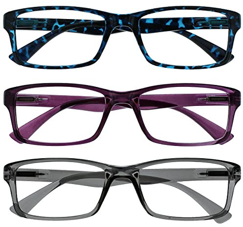 OPULIZE The Reading Glasses L'azienda Occhiali Da Lettura 3 Pacco Lettori Blu Porpora Grigio Uomo Donna RRR92-357 +1,50