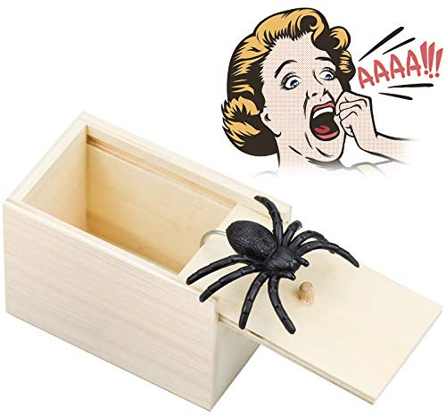 YMSJ 1 Stück Spinne Streich-Box Spinne In Box Holz Streich Spinne Scare Box für Kinder Erwachsene Party Favors Gifts