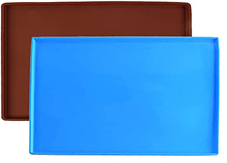 2 Stücke Silikon Backblech, Swiss Roll Cake Mat, Backblech-Auflage, Silikon Backmatte, Mit Rand, Rutschfest, Antihaftbeschichtet, für Pizza, Teig, Rollen (2 Farben)
