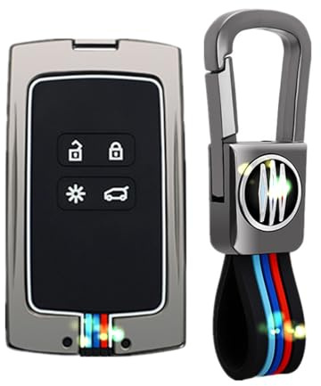 Happyit Zinklegierung + Silikon Autoschlüssel Schutzhülle Keyless Protector Zubehör passend für Renault 2016 – 2021 Koleos Kadjar Megane Clio Captur Kangoo (A, Matte Farbe)