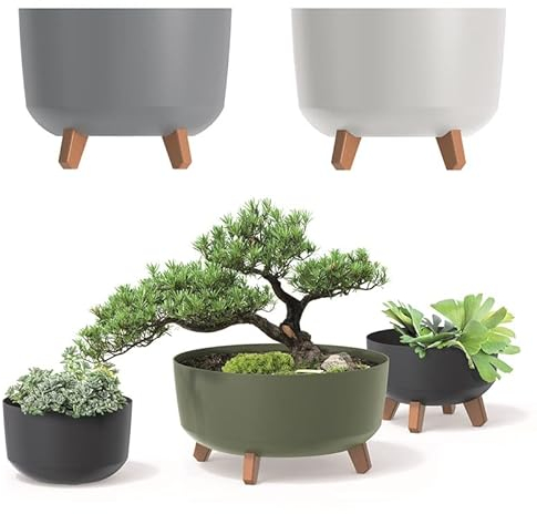 R.G. Blumentopf Blumenkübel mit Füßen Schale Pflanzschale Rund Übertopf Pflanztopf Blumenschale (29cm Anthrazit)