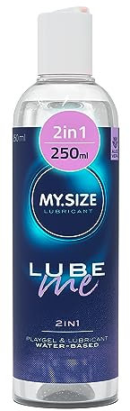 MY.SIZE Lube Me Premium 2en1 Gel lubricante 250 ml | Lubricante sin olor | Gel lubricante a base de agua y Playgel | Para juguetes y condones de látex | lubricación a base de agua