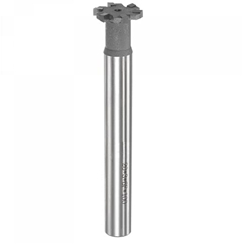 sourcing map T-Nut-Fräser, 3 mm Tiefe 20 mm Schnittdurchmesser 12 mm Schaft Wolframkarbidspitze 6 Rillen T-Nuten-Schaftfräser für Edelstahl, Kupfer, Aluminium