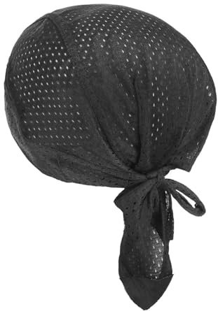 Quick Dry Sports Skull Beanie, Summer Thin Mesh Cycling Cap Bandana Moisture Wicking Stretchy Headwear Sun Protection Running Head Wrap Hat Helmet Liner for Men Women Black