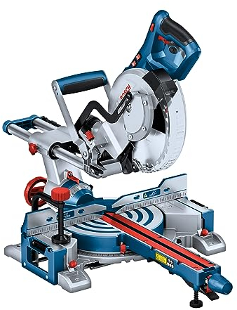 Bosch Professional Troncatrice radiale a batteria GCM 305-216 D (capacità taglio 66 x 305 mm, incl. 1 lama circolare, 2 supporti pezzo in lavorazione, sacco raccoglipolvere, dispositivo di serraggio)