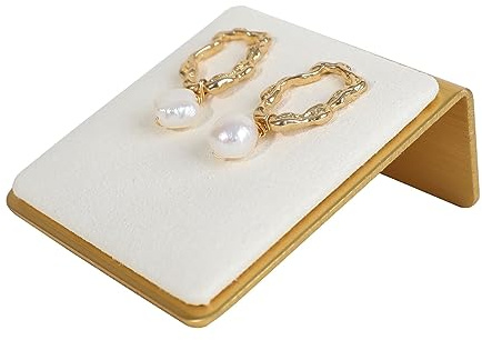 GemeShou Beige Velvet stud earring holders for selling, small earrings storage board for girls, Gold Jewelry earring display stands, Jewelry studs organizer【Beige】