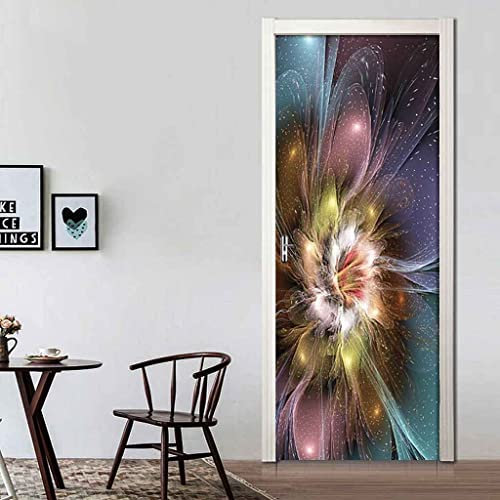 Türfolie Türtapete Türposter Selbstklebend 3D Fototapete Klebefolie Tür Mit Motiv Türaufkleber Kinderzimmer Bunte Abstrakte Blume 95 X 215 Cm