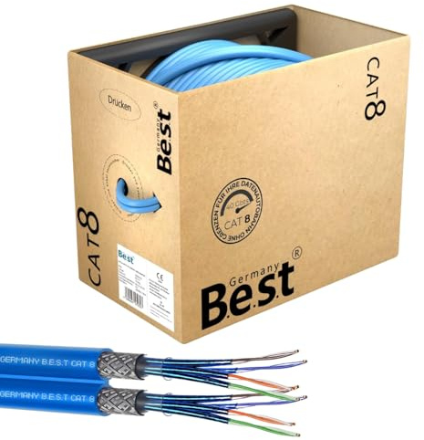 CAT 8 100m Duplex Netzwerkkabel Reines Kupfer LAN Verlegekabel S/FTP | 100 % reines Kupfer, Duplex LAN Verlegekabel, Ethernet Netzwerkkabel, S/FTP, 40 Gbit, PoE++, LSZH, Patchpanel, Keystone