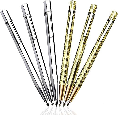 LZMDISU Tungsten Carbide Tip Scribe, 6 Pack Carve Engraver Metal Etching Pen Scriber Tools for Stainless Steel, Glass, Ceramics, Metal Sheet and Gold/Welding