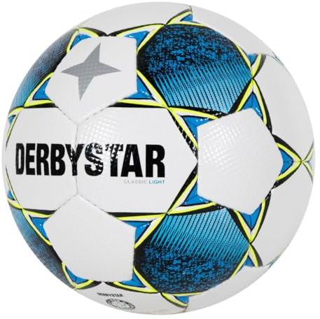 Derbystar Fußball - Classic Light II - Trainings- und Spielball für Fußball - 3D-Diamantstruktur - Strapazierfähiges PU-Material - Hohe Sichtbarkeit - Wit, Blauw - Maat L5