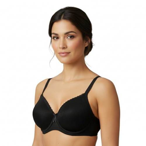 Selene, Sujetador Moldeador para Mujer, Banda Alta Cruzada, con Aros y Copas Acolchadas Decoradas, Colección Violeta
