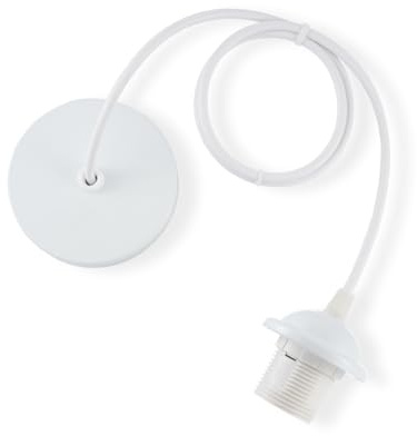 Vecys 1PCS Pendant Light Fitting,Ceiling Fitting Set with 100cm Adjustable Flexible Cable,E27 Lamp Holder for Ceiling Pendant(White)