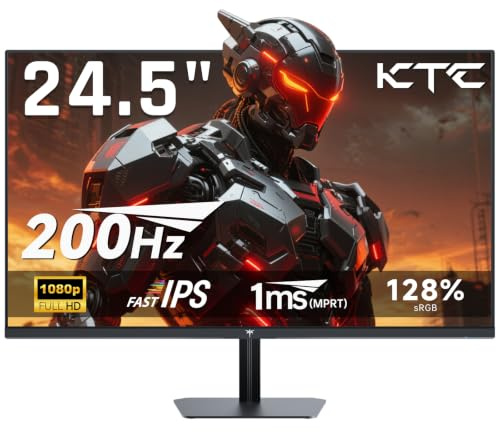 KTC Monitor Gaming 24.5 180Hz FHD, Fast IPS 1080p 1ms, 128% sRGB HDR10, FreeSync, HDMI x 2/DP x 1, VESA, inclinación ajustable, Xbox, PS5, Switch (cable HDMI incluido)