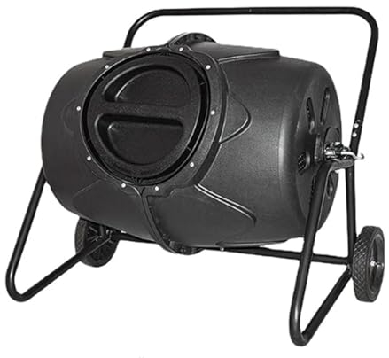 Contenedor grande para compostador de jardín, compostador de 360° con ruedas y sistema de ventilación, contenedor de alto volumen para cuidado del césped y regalos de jardinería
