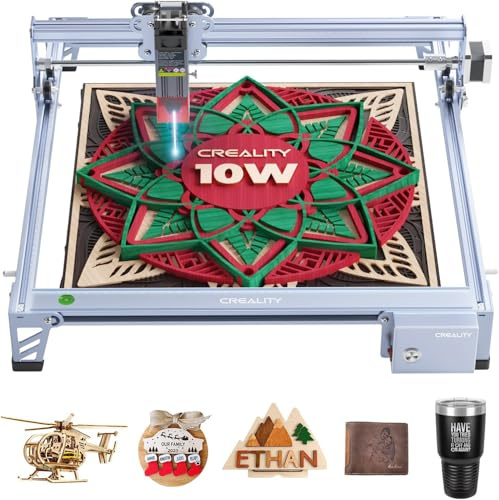 Creality Macchina per incisione laser S1 da 10 W, taglio laser ad effetto 10 W, controllo a un tasto, con giroscopio sicuro, treppiede in gomma antiscivolo, taglio affilato, incisione rapida per legno