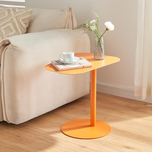[en.casa] Beistelltisch Nastätten Gartentisch Couchtisch mit Metallgestell Sofatisch modernes Design für Wohnzimmer Schlafzimmer Balkon Terrasse 50 x 50 x 38 cm Orange