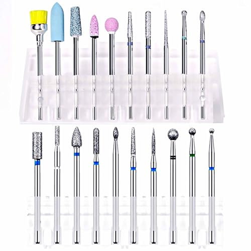 Xiciki 20 Stück Bits für Nagelfräser,Nagelfräser Aufsätze Set,Professionelle Nagelfräser Bits,Fräser Bits zum Entfernen von Nagelhaut,Gelnägel und Acryl,für Maniküre und Pediküre