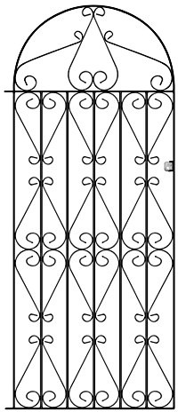 Regent Scroll Tall Bow Top Metal Garden Gate galvanised Wrought Iron Style Swing (838mm Gap x 1791mm High RBZP41)