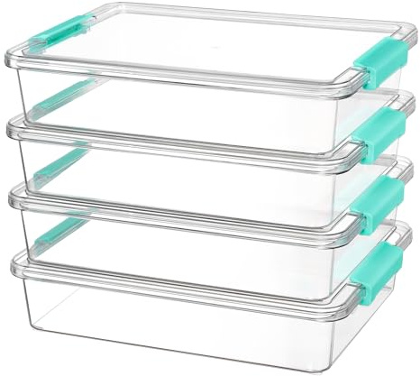 Vtopmart 6 Qt Plastic Storage Bins with Lids, Clear Sensory Bins, Arts Crafts Organizers and Storage, Stackable Containers for Home Office and School Supplies, 4 pack