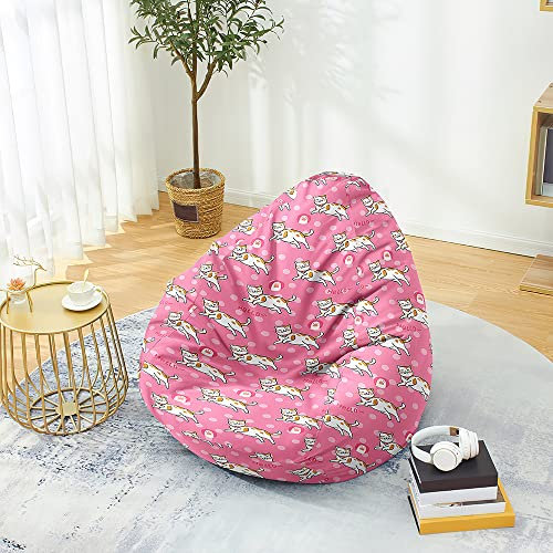 DOTBUY-SHOP Sitzsack Bezug (Ohne Füllstoff), Comfort Sitzsack Kinder Erwachsene, Waschbar Bean Bag Cartoon-Tiere Sitzsäcke, Gaming Bean Bag Chair für Indoor Outdoor (XL,Rosa)