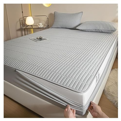 Coprimaterasso Matrimoniale con Cerniera 160x190/180x200 Copri Proteggi Materasso Imbottito, Singolo Proteggi Materasso con Angoli Letto Traspirante Lenzuolo Lavabile(Color 1,48x74cm(2x pillowcase))