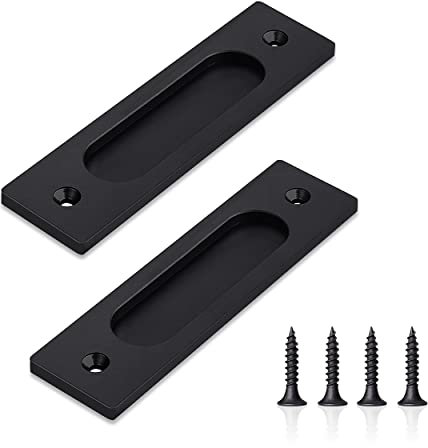 JNYUTEEN 2 Piezas Tirador Puerta Corredera, Negro Mate Tiradores Puertas Correderas Tiradores de Puerta de Granero Corredera, Tirador Armario Manilla Puerta para Garaje Granero Jardín Portones