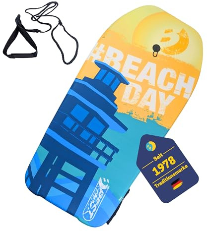 BEST SPORTING Bodyboard Kinder – Leichtes Surfbrett für Strand, Meer & Schwimmbad | 92 x 46 x 5 cm | In verschiedenen Designs | Inkl. Leash für sicheren Halt