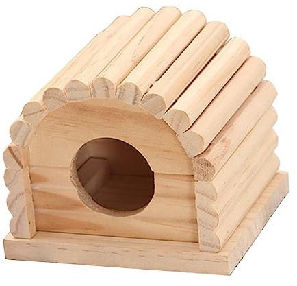 Kisangel 1pièce Maison Bois pour Hamster Abri Multi-Fonctionnel Résistant Aux Usures Jouet Et Refuge Bois Naturel pour Rongeurs