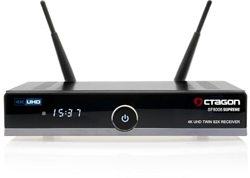 OCTAGON SF8008 V3 (versione 3) Ricevitore UHD 4K Supreme Twin Sat, 2X DVB-S2X Tuner, E2 Linux e Define OS, con funzione di registrazione, M.2 M, chiave Gigabit LAN, lettore di schede, Sat to IP