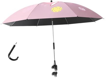 Folpus Klemmschirm Strandschirm 360 Grad Kinderwagen Sonnenschirm Babyschirm für Rollstühle Outdoor Kinderwagen Kinderwagen Golf, Rosa