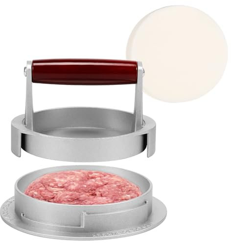 GWCYMYD Hamburger Press Patty Maker, Non Stick Burger Press with 100 Pcs Wax Paper Making, 3-in-1 Stuffed Burger Maker for BBQ Grilling and Cooking