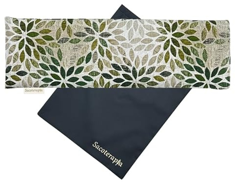 Saco Térmico de Semillas para Microondas - 45 x 15 cm - Doble uso Frío o Calor - Alivio Natural del Dolor - Relleno de Romero, Trigo y Lavanda - Estampado Olive - Con Bolsa Impermeable - SACOTERAPIA