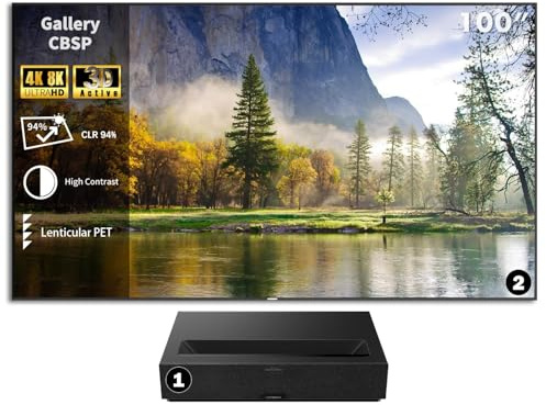 Set-Formovie Theater Premium Laser Projector+Wupro Auto Rising CLR Screen 2200 ISO Lumens Enjoy Home Cinema with Intelligent Voice Interaction (Projector + 100CBSP Screen)