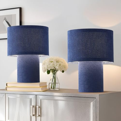 EOEYYOYB Nachttischlampe 2er Set, Moderne Vintage Tischlampe Wohnzimmer, Lampe Tisch E27-Fassung, Led Nachttischlampe Schlafzimmer, Wohnzimmer, Büro
