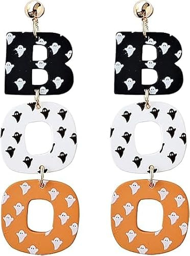 Boucles D'oreilles Femme Halloween BOO Fantôme Boucle D'oreilles Fantaisie Pendantes Charme Avec 3 Couleurs Oreille boucles Dangle Bijoux Halloween Décorations de Fête