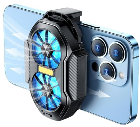 Qkbuz Adjustable Phone Cooler Fan 8.65 x 6.23 x 3.3 cm Overheat Protection for Mobile Phones Back Clip for Game Cooler Heat Sink