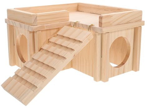 FUTUREORYY Großes Bartagamen Versteck aus Holz mit Kletterrampe und Sonnenplattform Multifunktionaler Reptilienlebensraum Sicheres Versteck für Eidechsen Leicht zu Reinigen für Terrarien