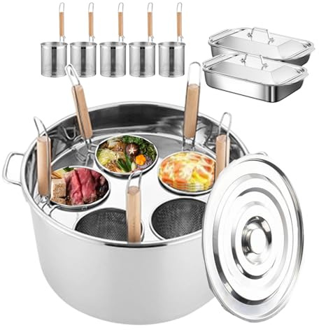 Olla para pasta de 5 agujeros, olla para fideos y espaguetis, juego de utensilios de cocina multifunción de acero inoxidable, máquina manual comercial para pasta, olla de cocina para olla caliente.