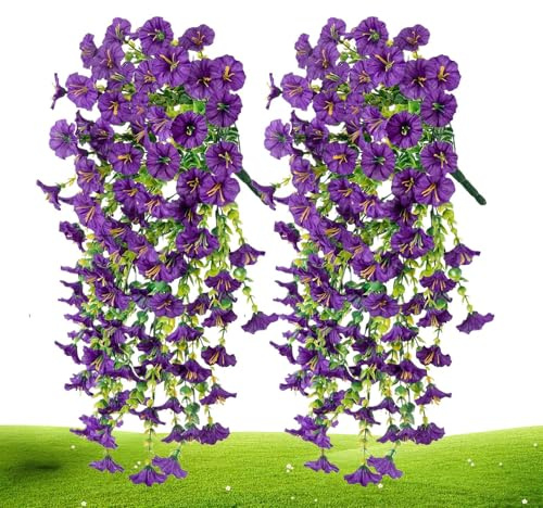 Generisk konstgjord petunia – för inomhus- och utomhusbruk – vinterblommande väderbeständiga konstgjorda växter för terrass fönsterlåda väg planteringskruka, trädgårdsbädd, balkonglåda
