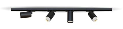 CALEX Sistema di binario LED, 2 m con 4 faretti GU10 orientabili, colore nero opaco, plafoniera moderna