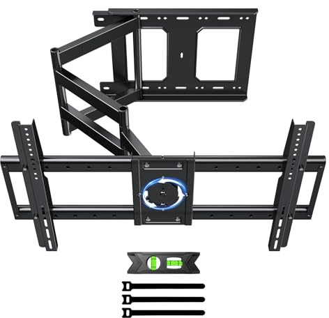 Long Arm TV Wall Mount with 180°Swivel and Tilt +5/-20° Level Adjustment, TV Bracket Screen with Rotates 90° for TVs 37-75 Inches，Fits 8-16 Wood Studs，Hold up 132LBS,Max VESA 600x400mm