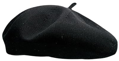 HIQIU Baskenmütze Damen Sommer Dünne - Ultra Leichte Atmungsaktiv Barett Cap Damen Künstler Malerhut Beret Frühling Freizeit Beanie Cap (DE/NL/SE/PL, Numerisch, 56, 58, Schwarz)