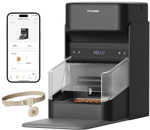 PETLIBRO RFID Automatic Cat Feeder, Selective Feeding for Multi-Cat, Black | Collar-Activated Feeding, Stops Food Stealing, App Remote Control, Adjustable Lid, Meal Scheduling, Includes RFID Tag