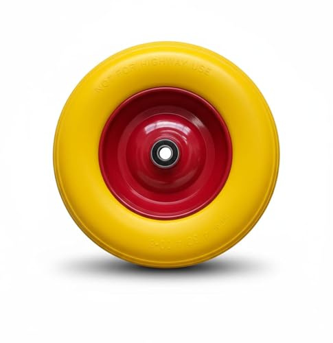 PU Schubkarrenrad 4.00-8 pannensicher – Vollgummi-PU Reifen mit Stahlfelge, 180 kg Tragkraft – Ersatzrad Komplettrad für Schubkarre & Handwagen