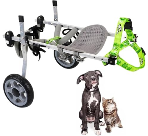 Carrello Cani Disabili Sedia A Rotelle Per Animali Domestici A 2 Ruote Per Artrite, Aiuti Per Deambulatori In Alluminio Per Cani Piccola Taglia, Carrello Di Supporto Per Fianchi Regolabile XS