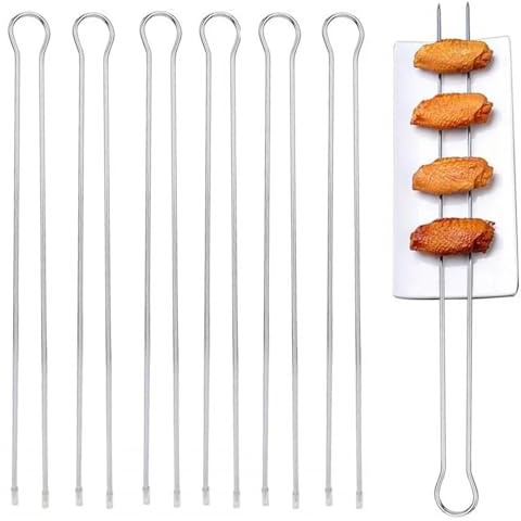 Metallspett 6/10/12 st U dubbel BBQ Grill Spett Set Rostfritt Stål Kebab Grillspett Metall Grillpinnar Picnic Camping(6 stycken)