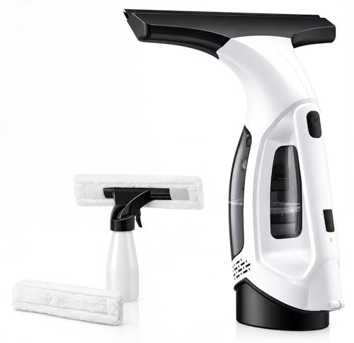 Transplant Aspirateur de fenêtre électrique sans fil avec autonomie de 45 minutes, buse d'aspiration de 28 cm et réservoir d'eau de 200 ml pour fenêtres, portes de douche, miroirs et carreaux