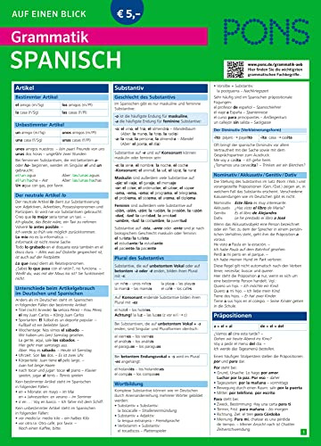 PONS Grammatik auf einen Blick Spanisch: Alle wichtigen grammatischen Themen auf einen Blick (PONS Auf einen Blick)