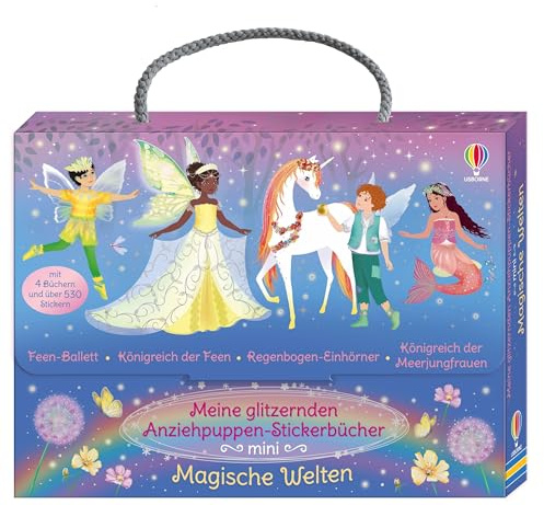 Meine glitzernden Anziehpuppen-Stickerbücher mini: Magische Welten: Koffer mit vier Stickerheften und über 530 Stickern, davon viele mit Glitzer – für ... 5 Jahren (Meine Anziehpuppen-Stickerbücher)